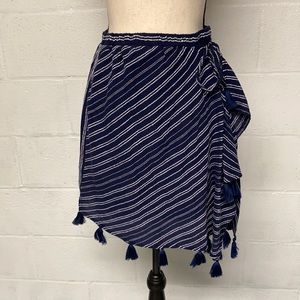 Aerie M Blue White Striped Wrap Skirt Cotton